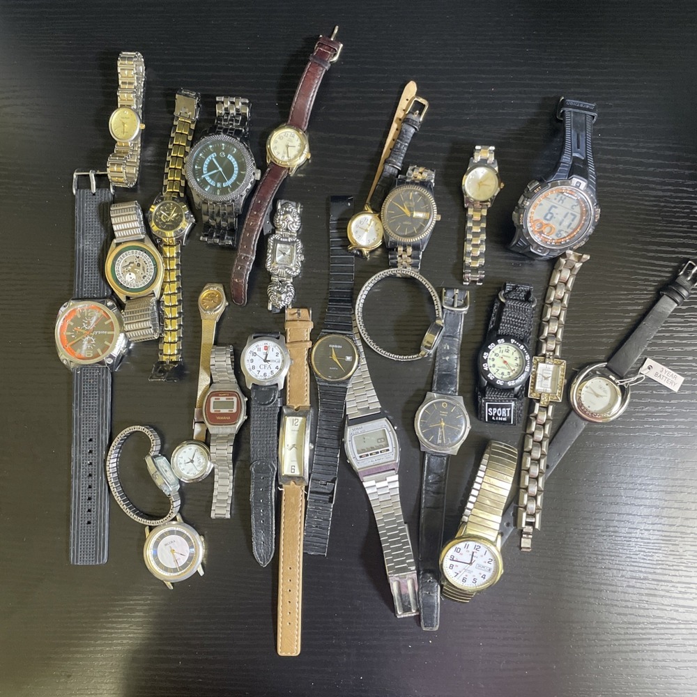 25+ Watch Lot Bulova Timex Indiglo Yamaha Parts Repair Untested